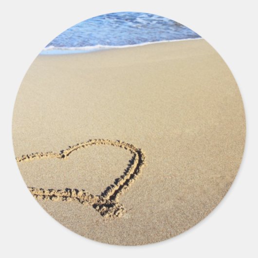 Sticker Rond Coeur dans le sable (Devant)