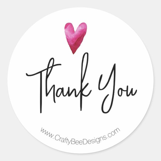 Sticker Rond Coeur d'aquarelle Merci client (Devant)