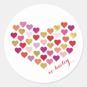 Sticker Rond Coeur d'autocollant personnalisé par de coeurs