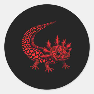 Sticker Rond Cœur de Axolotl Mignon Enfants Hommes Femmes Saint