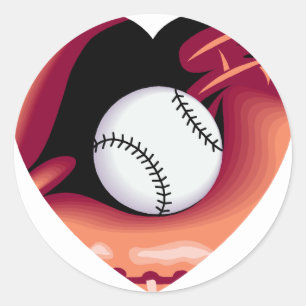 Sticker Rond Coeur de baseball