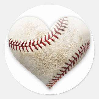 Sticker Rond Coeur de baseball