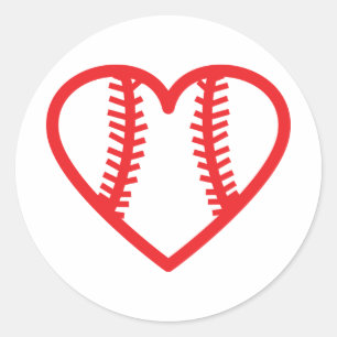 Sticker Rond coeur de baseball rouge