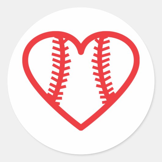 Sticker Rond coeur de baseball rouge (Devant)