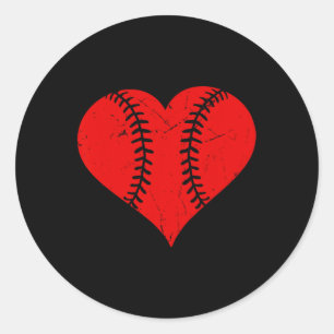 Sticker Rond Coeur de baseball vintage Saint Valentin Garçons F