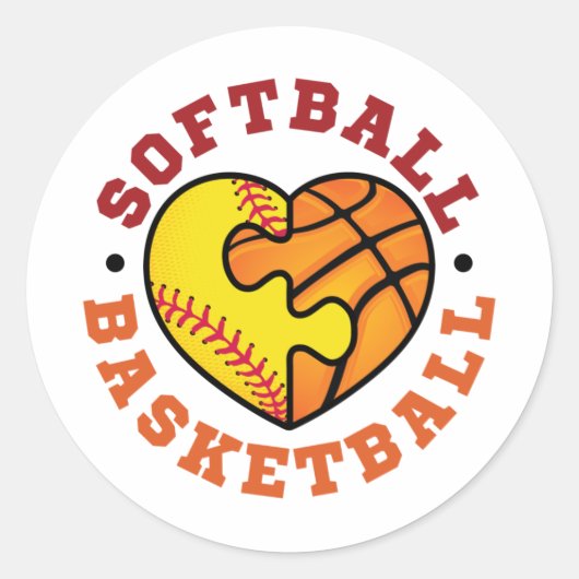 Sticker Rond Coeur de basketball de softball (Devant)