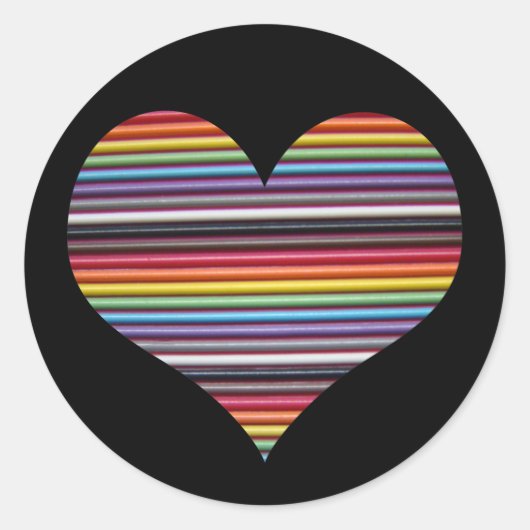 Sticker Rond Coeur de câble Rainbow Ribbon (Devant)