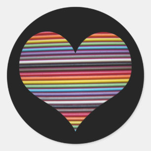 Sticker Rond Coeur de câble Rainbow Ribbon