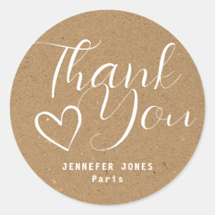 Sticker Rond Coeur de calligraphie papier minimaliste simple Kr