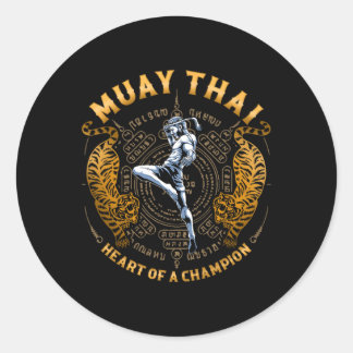 Sticker Rond Cœur de champion - kickboxing et Muay Thai féminin