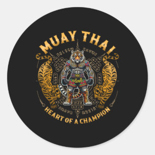 Sticker Rond Cœur de champion - Kickboxing et Muay Thai Tig