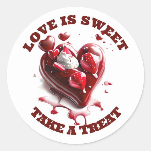 Sticker Rond Cœur de chocolat amour douce friandise faveur roug (Devant)