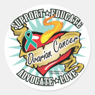 Sticker Rond Coeur de classique de Cancer ovarien