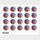 Sticker Rond Coeur de couleurs (Feuille)