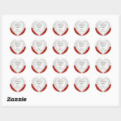 Sticker Rond Cœur de diamant sur fond blanc et rouge (Feuille)