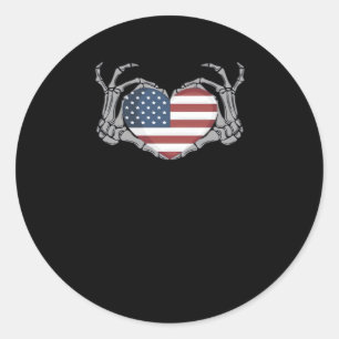 Sticker Rond Coeur de drapeau américain