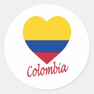 Sticker Rond Coeur de drapeau de la Colombie