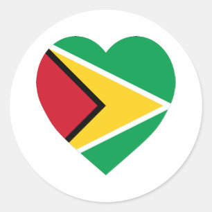 Sticker Rond Coeur de drapeau de la Guyane