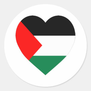 Sticker Rond Coeur de drapeau de la Palestine