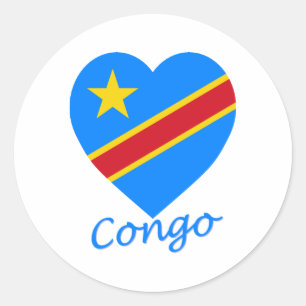 Sticker Rond Coeur de drapeau de République Democratic du Cong
