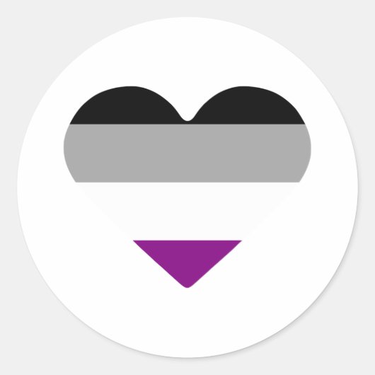 Sticker Rond Cœur de fierté asexuelle (Devant)