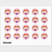Sticker Rond Coeur de fierté lesbienne (Feuille)