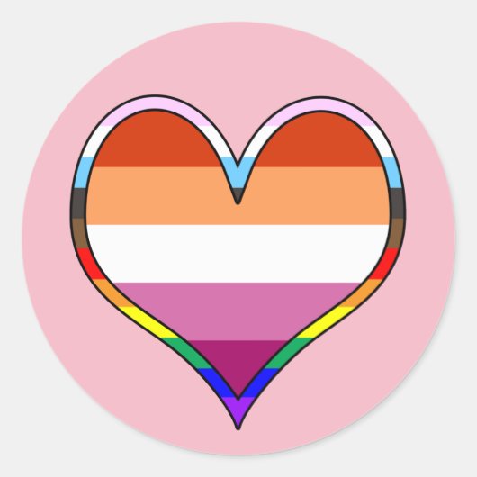 Sticker Rond Coeur de fierté lesbienne (Devant)