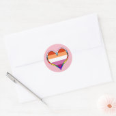 Sticker Rond Coeur de fierté lesbienne (Enveloppe)