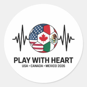 Sticker Rond Cœur de football USA Canada Mexique 2026