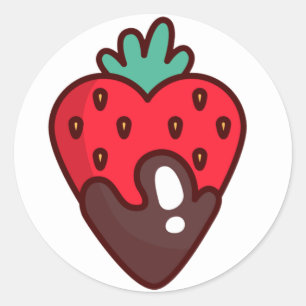 Sticker Rond Coeur de fraise au chocolat