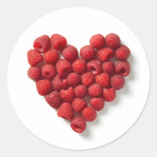 Sticker Rond Cœur de framboise