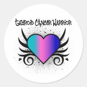 Sticker Rond Coeur de guerrier de cancer de la thyroïde