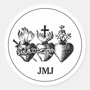 Sticker Rond Coeur de Jésus Marie et Joseph JMJ Religieux