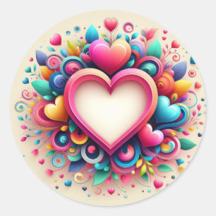 Sticker Rond Coeur de la Saint Valentin coloré