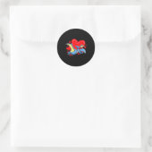 Sticker Rond Cœur de la Saint-Valentin dinosaure Ptérodactyle S (Sac)