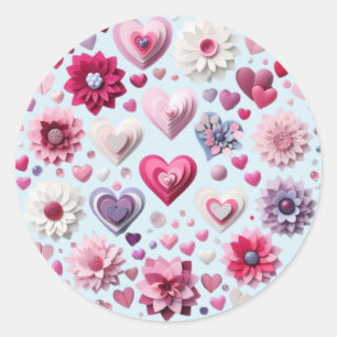 Sticker Rond Coeur de la Saint Valentin florale