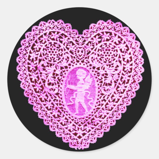 Sticker Rond COEUR DE LAINE CUPIDE, rose (Devant)