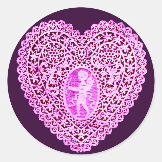 Sticker Rond COEUR DE LAME CUPID, violet rose (Devant)