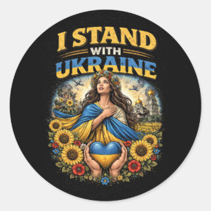 Sticker Rond Cœur de l'Ukraine