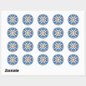 Sticker Rond Coeur de mandala bleu Thunder_Cove (Feuille)