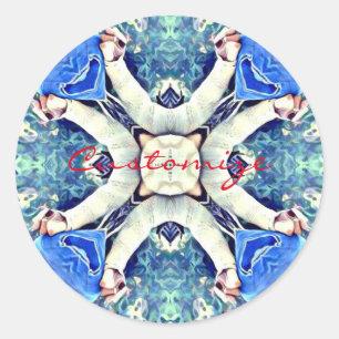 Sticker Rond Coeur de mandala bleu Thunder_Cove