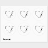 Sticker Rond Cœur de mère personnaliser le nom (Feuille)