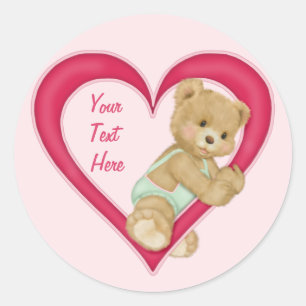 Sticker Rond Coeur de nounours - secteur des textes de