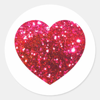 Sticker Rond coeur de parties scintillant, amour, coeur rouge, 