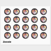 Sticker Rond Coeur de patchwork (Feuille)