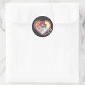 Sticker Rond Coeur de patchwork (Sac)