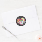 Sticker Rond Coeur de patchwork (Enveloppe)