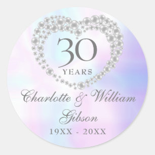 Sticker Rond Cœur de perle magnifique 30e anniversaire