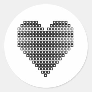 Sticker Rond Coeur de pixel noir