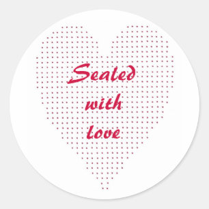 Sticker Rond Coeur de Pointillisme Rouge, scellé avec des autoc
